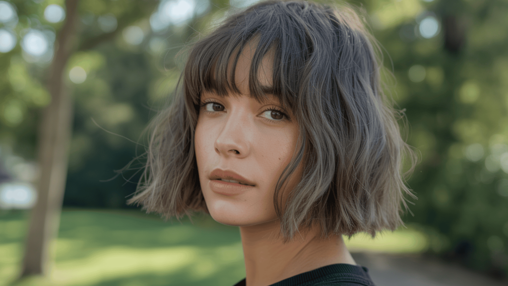 17. Shaggy Gray Bob with Bangs