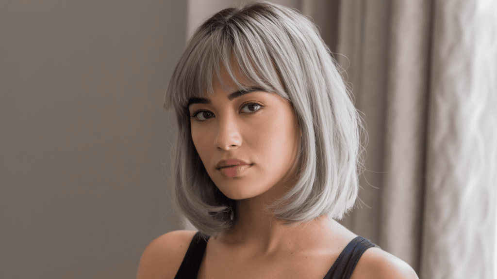 28. Curtain Banged Silver Lob