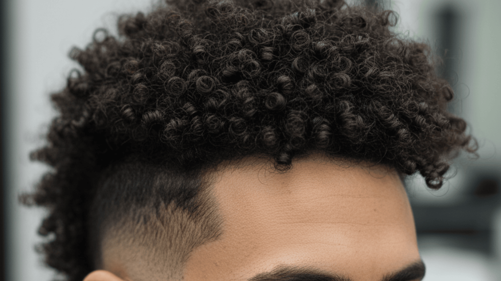 6. Curly Mohawk with Low Skin Fade