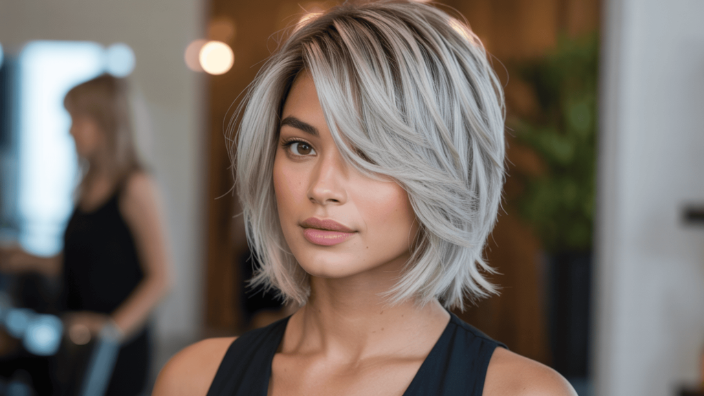 6. Side Swept Silver Lob