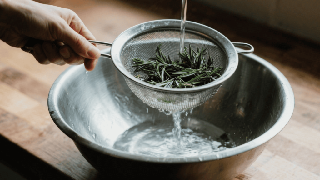 Cool and Strain the Rosemary Water