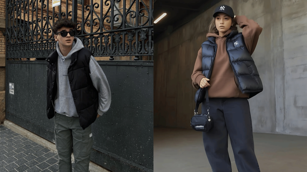 Hoodie and Puffer Vest