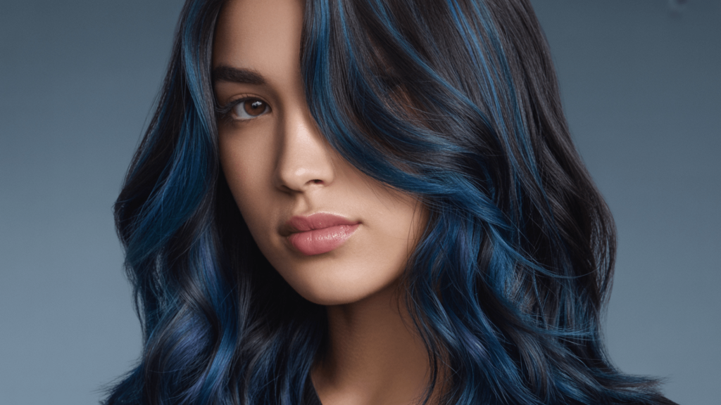 deep sapphire blue streaks