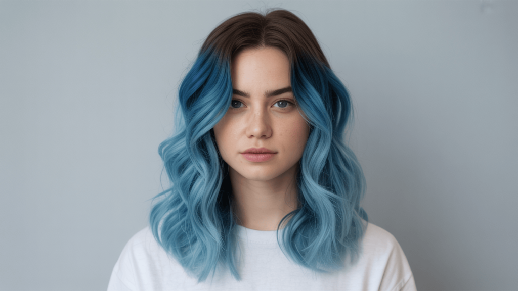 denim blue ombre cool summer hair color