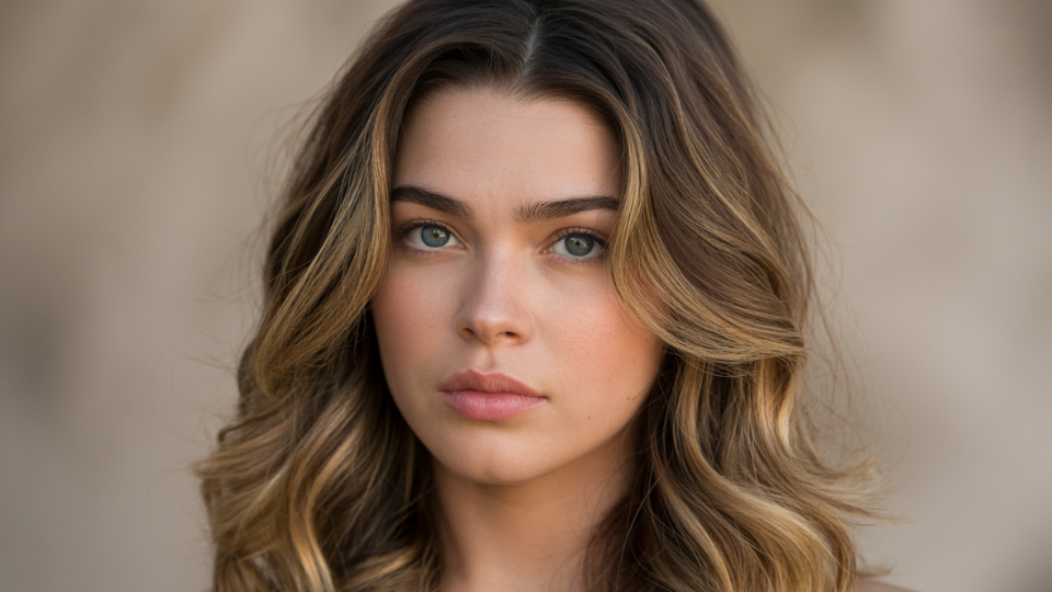 golden brown balayage on darker base