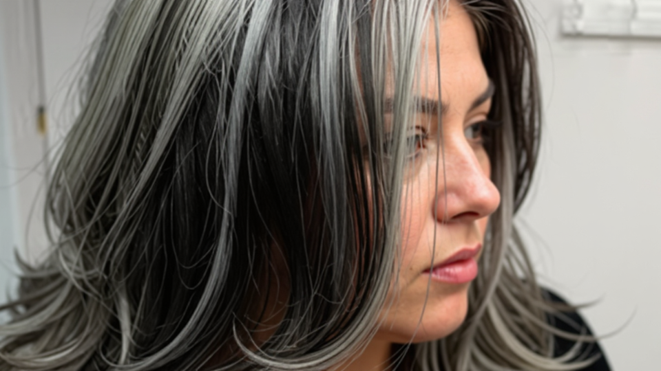 silver highlights on black hair