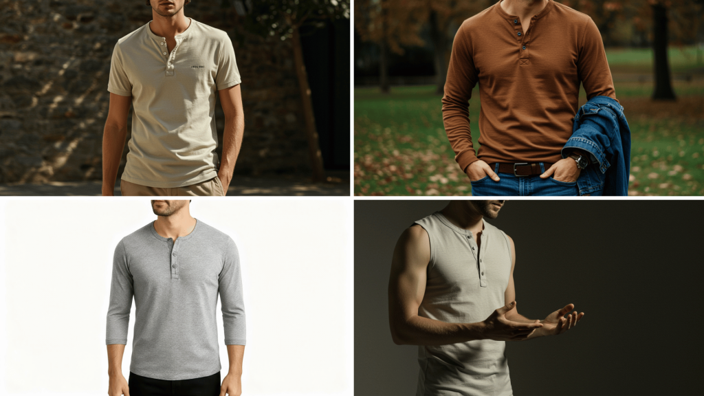 types of henley shirts by sleeve length