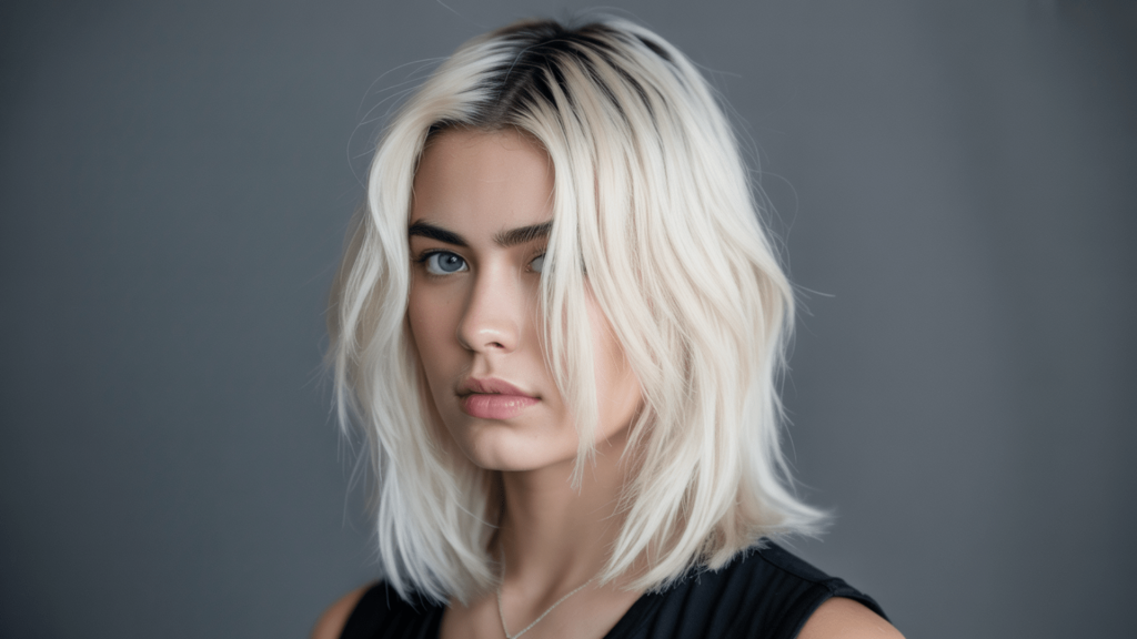 white blonde with shadow roots