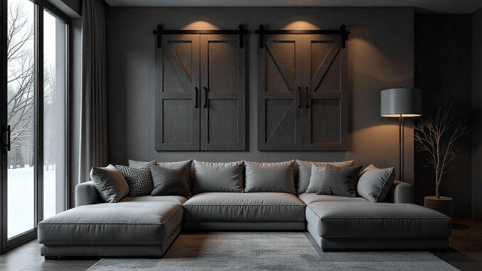 Barn Door Inspired above couch decor