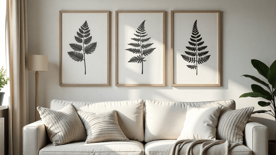 Botanical Prints above couch decor