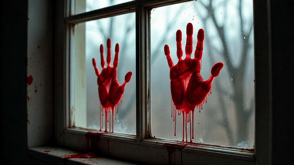 Creepy Handprints on Windows halloween decor ideas