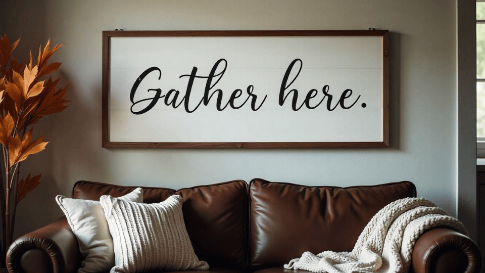 Farmhouse Style Wooden Signs above couch decor