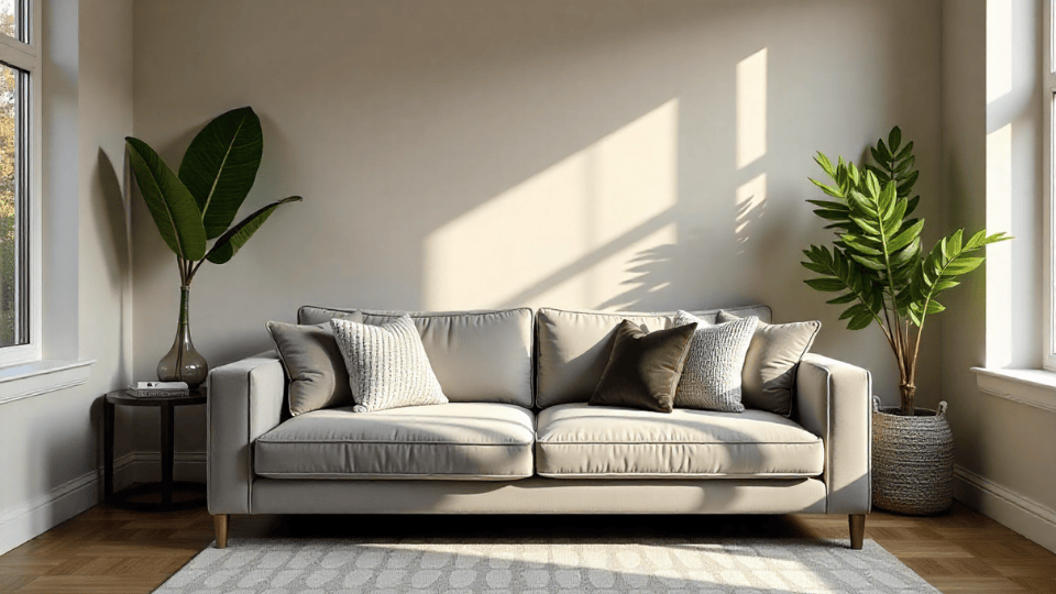 Faux Plants above couch decor