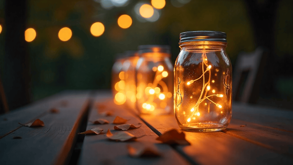 Glowing Mason Jar Lanterns halloween decor ideas