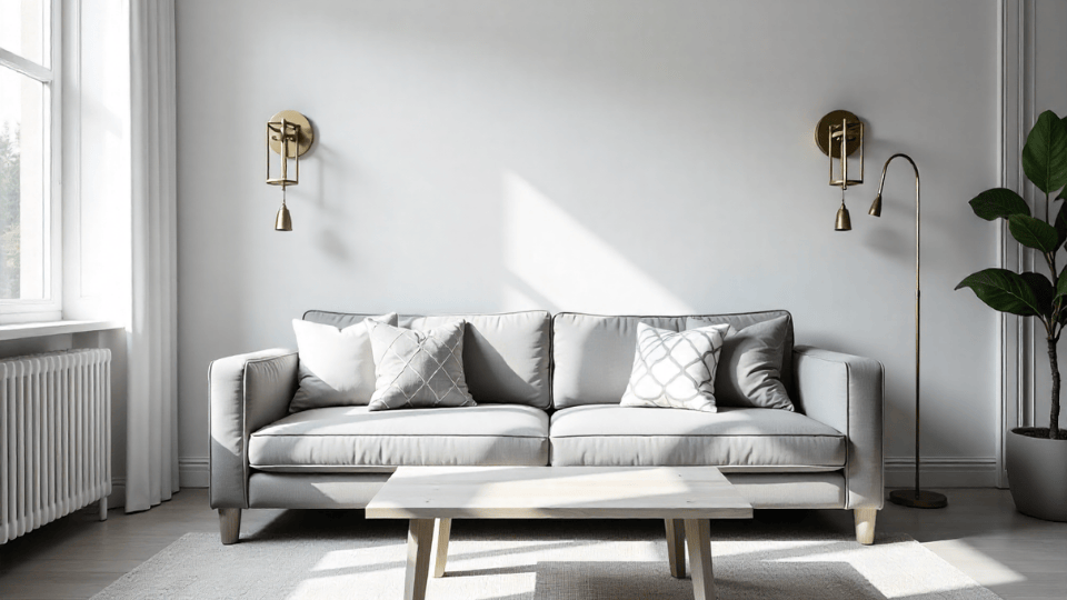 Lantern Sconces above couch decor