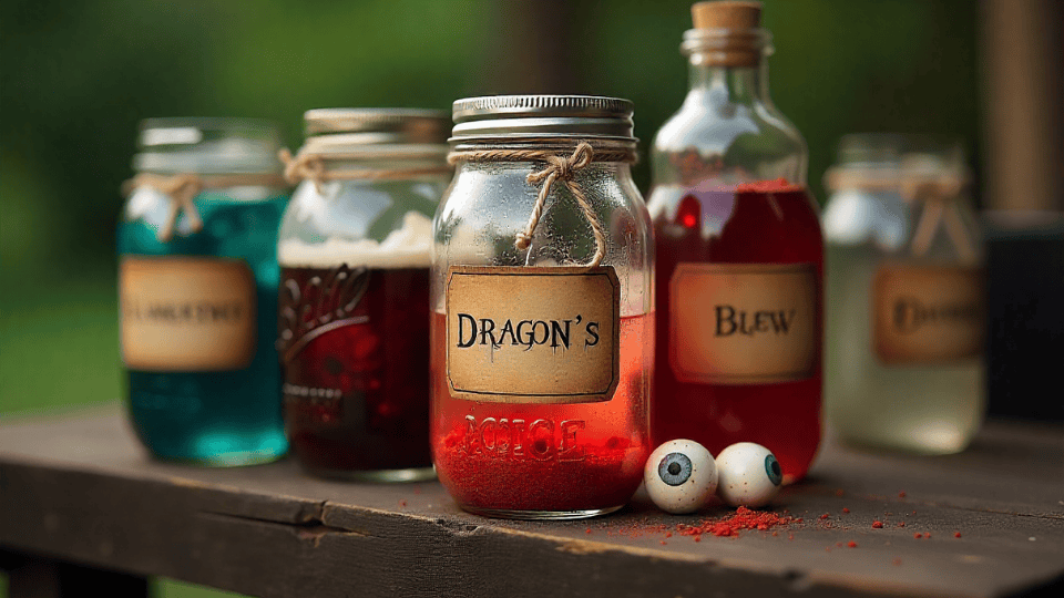 Mason Jar Potion Bottles halloween decor ideas
