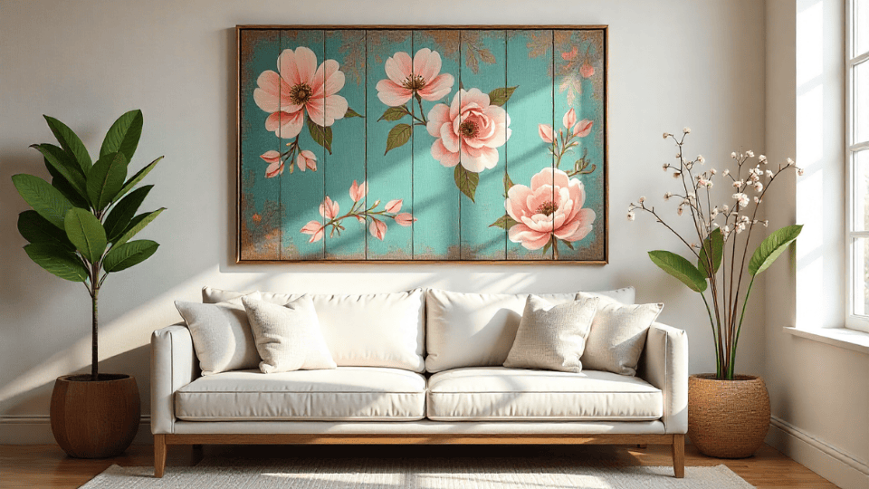 Oversized Rustic Wall Art above couch decor