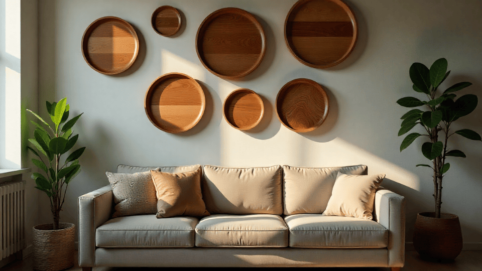 Rustic Plate or Tray Wall above couch decor