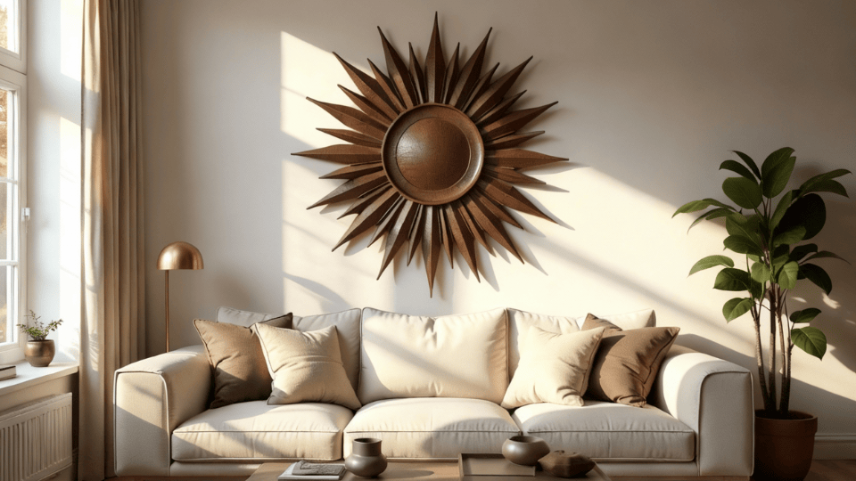 Rustic Wall Sculptures above couch decor