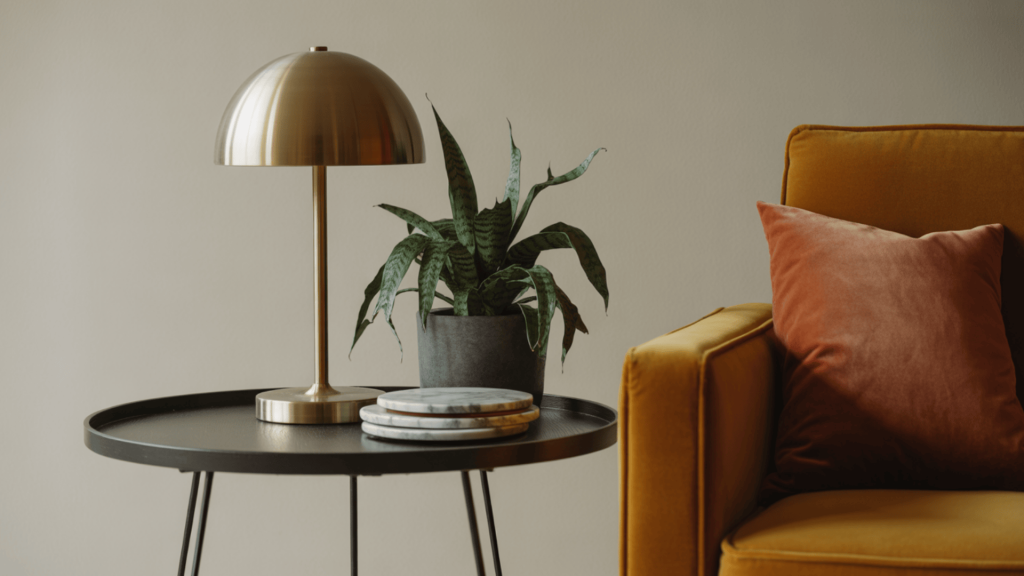 balanced lamp and plant combo