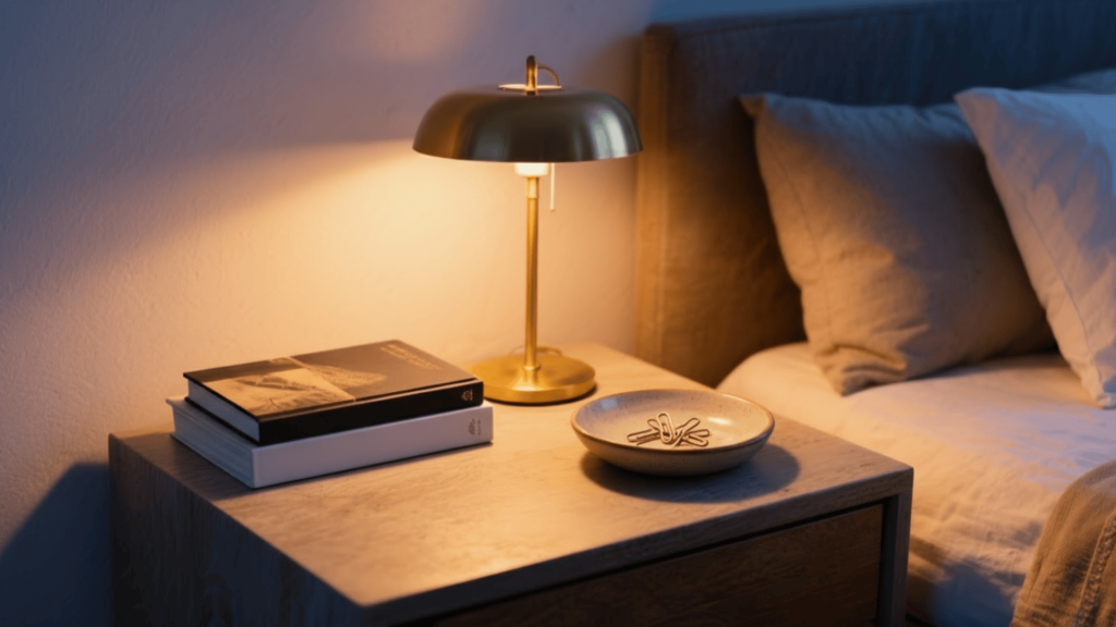 classic lamp and book stack