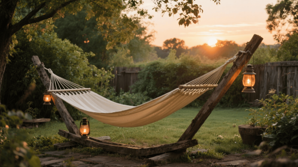 hammock with wooden stand
