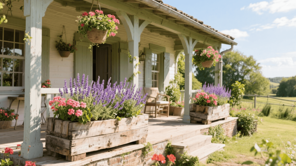 rustic wooden planters